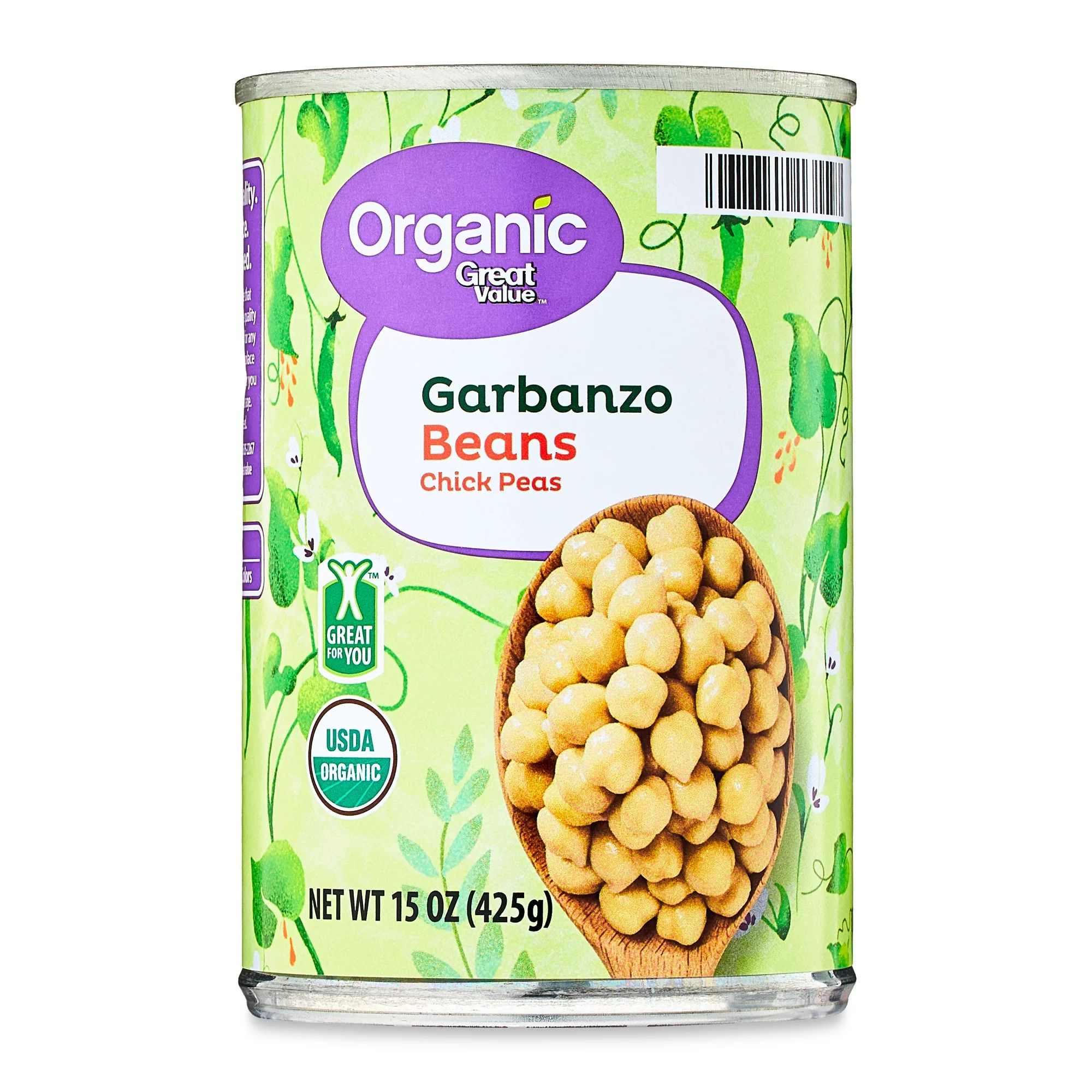 Great Value Organic Chick Pea Garbanzo Beans, 15 oz Can - Walmart.com | Walmart (US)