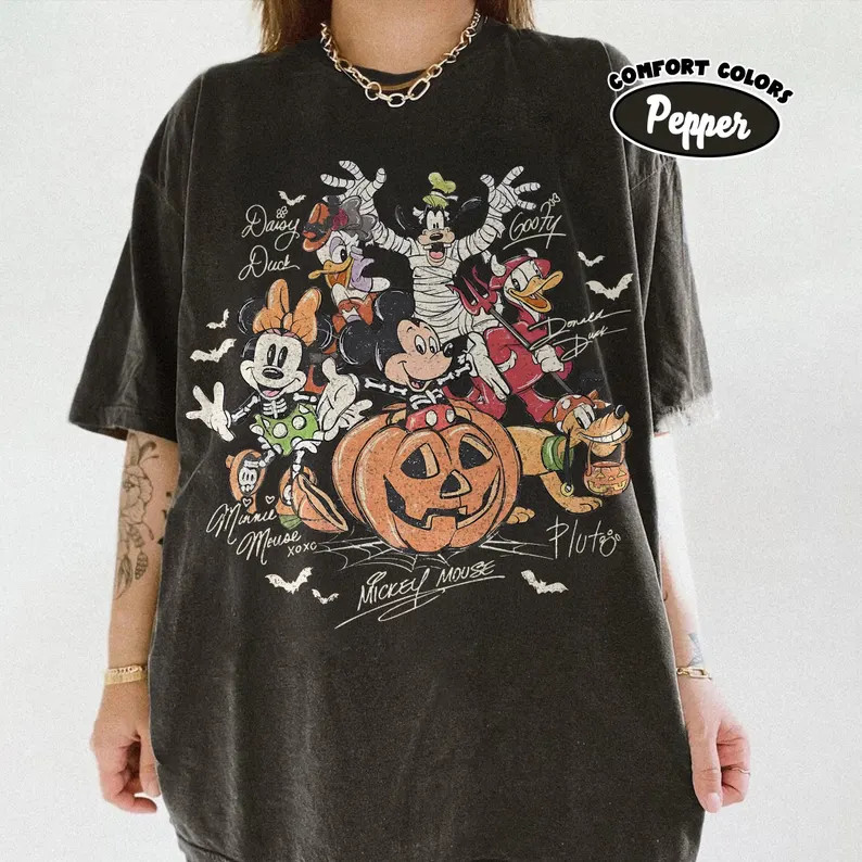 Retro Mickey & Friends With Signs Halloween Comfort Colors Shirt, Mickey's Not so Scary Party 202... | Etsy (US)