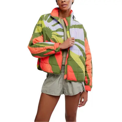 Free People Pippa Placement Print Quilted Jacket in Retro Sun Martini at Nordstrom, Size Large | Nordstrom