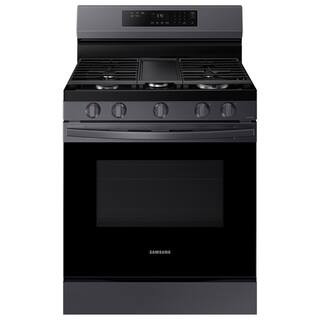 Samsung 6.0 cu. ft. Smart Freestanding Gas Range with 18K BTU Dual Power Burner in Black Stainles... | The Home Depot