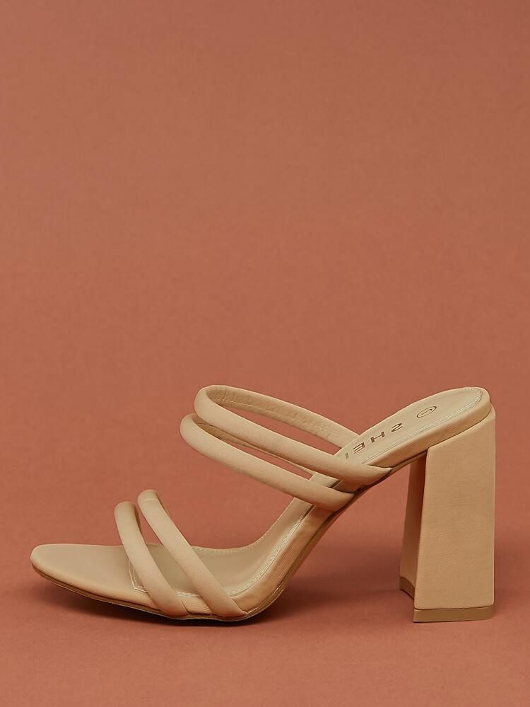 Square Toe Multi Strappy Block High Heels | SHEIN