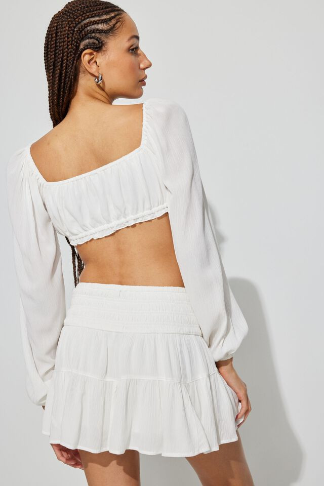 Long Sleeve Micro Milkmaid Top | Garage Clothing