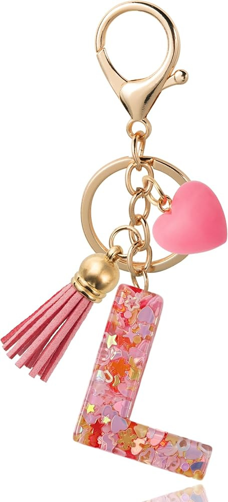 Alphabet Initial Letter Keychain Cute Heart Resin - Letter Keychain for Backpack Charms - Initial... | Amazon (US)