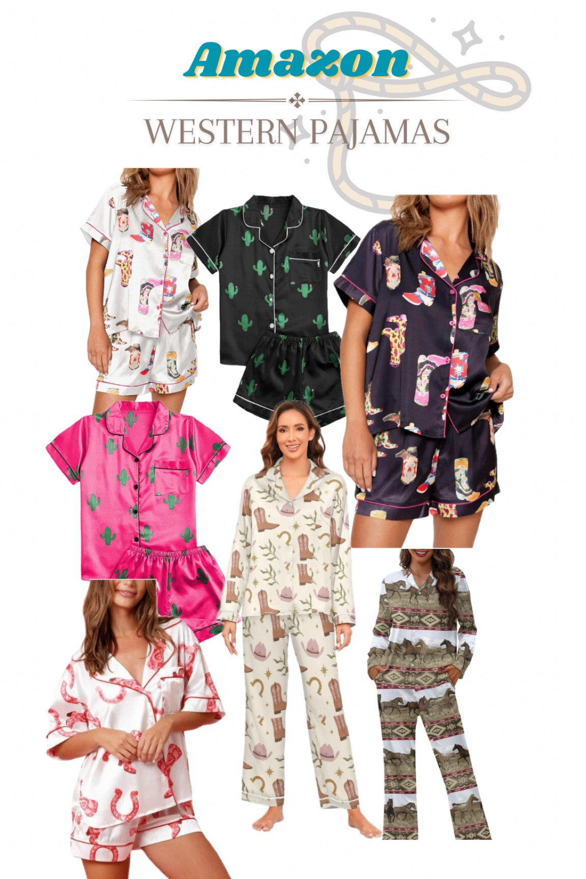 Cutest cowgirl pj’s! Perfect for bridal parties, festival sleepovers, long rodeo weekends or just lounging at home. They make great gifts for the cowgirls in your life! #cowgirl #westernfashion #nfr #festival #pjs #jammies #pajamas

#LTKstyletip #LTKfindsunder50 #LTKFestival