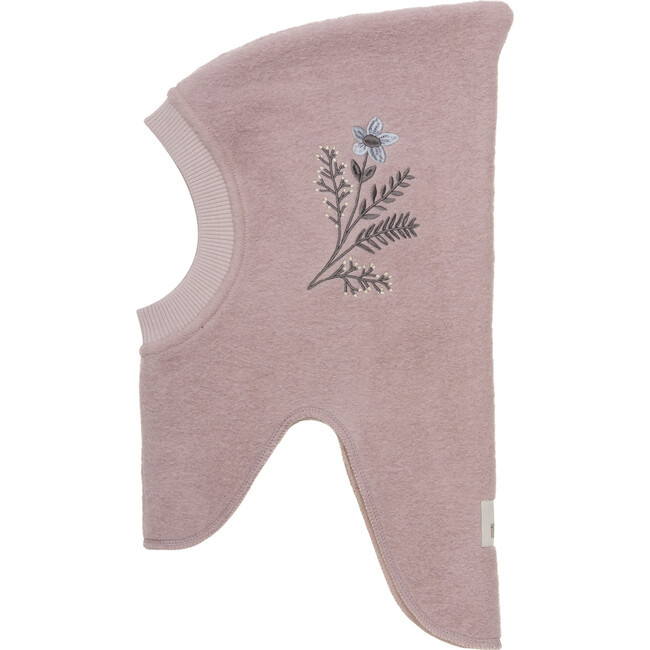 HutteliHut | Double Layer Wool Balaclava Flower Embroidery, Fawn (Pink, Size 12-24M) | Maisonette | Maisonette