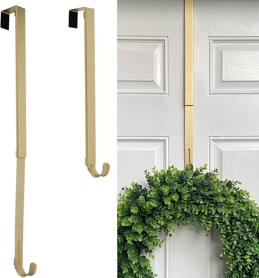 Haute Decor Adapt Adjustable Wreath Hanger (Textured Gold) - Over The Door Wreath Hanger for Fron... | Amazon (US)