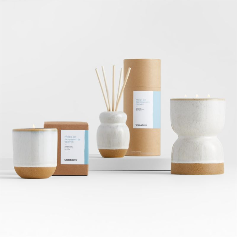 Fresh Air, Paperwhites, Clover Scented Candles & Ceramic Diffuser | Crate and Barrel | Crate & Barrel
