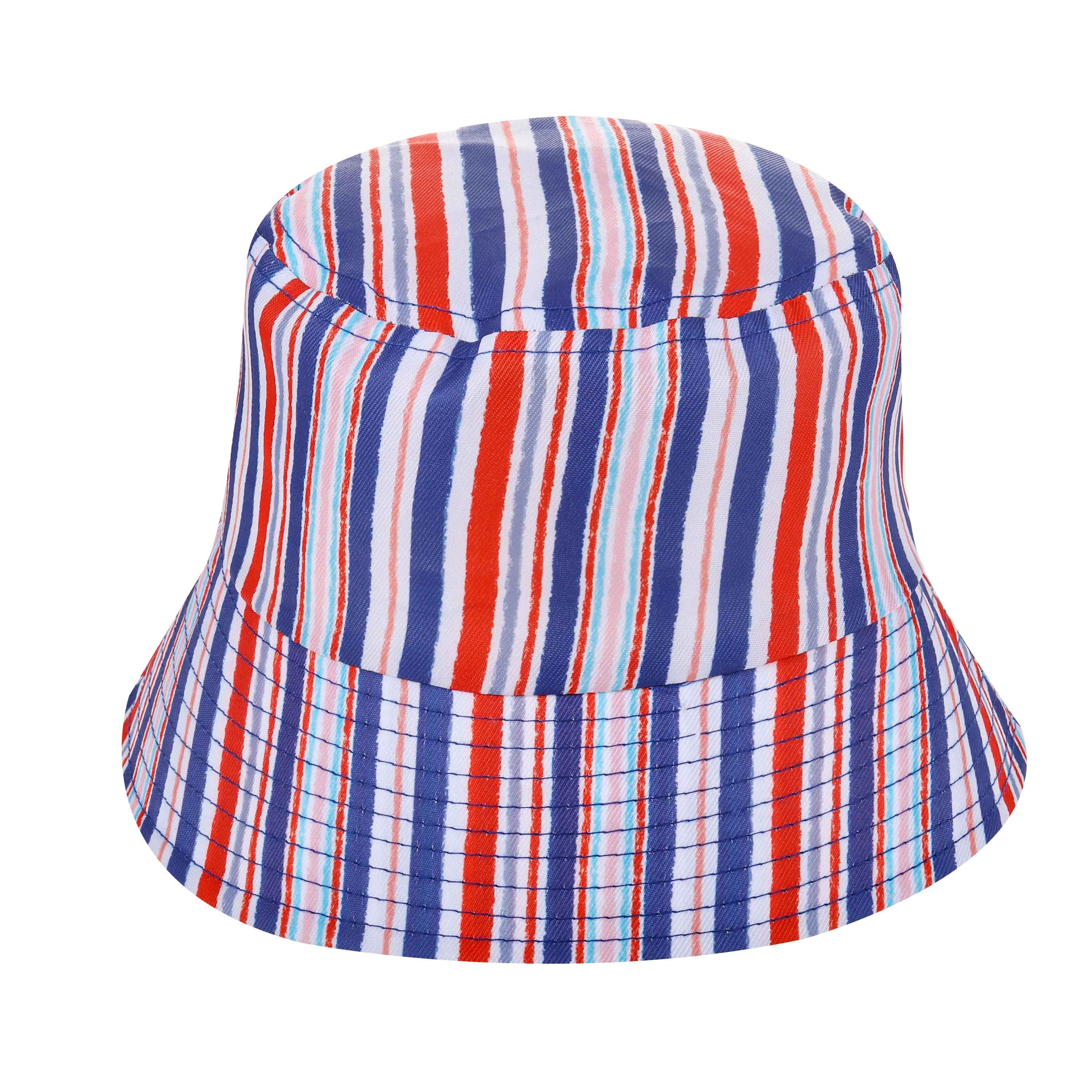 Way to Celebrate Americana Striped Bucket Hat, Red, White and Blue, Kids Size, 1 Piece | Walmart (US)