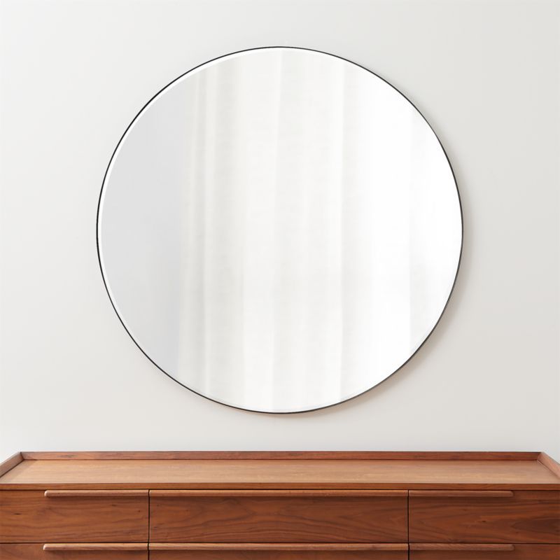 Edge Black Round 48" Wall Mirror + Reviews | Crate and Barrel | Crate & Barrel