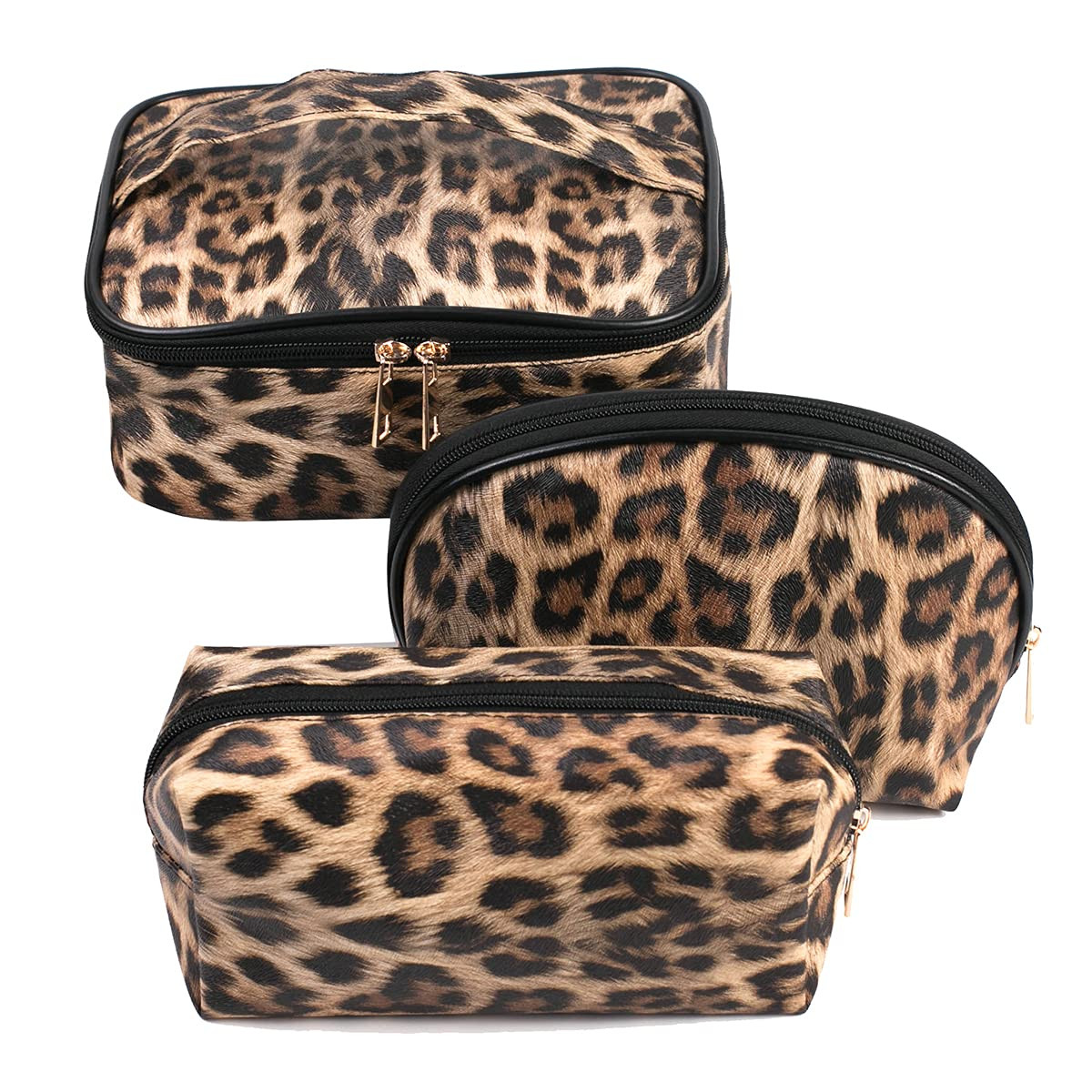 FITINI Makeup Bag Leopard 3 Pack Travel Toiletry Bag Portable Cosmetic Pouch Organizer with Small... | Amazon (US)