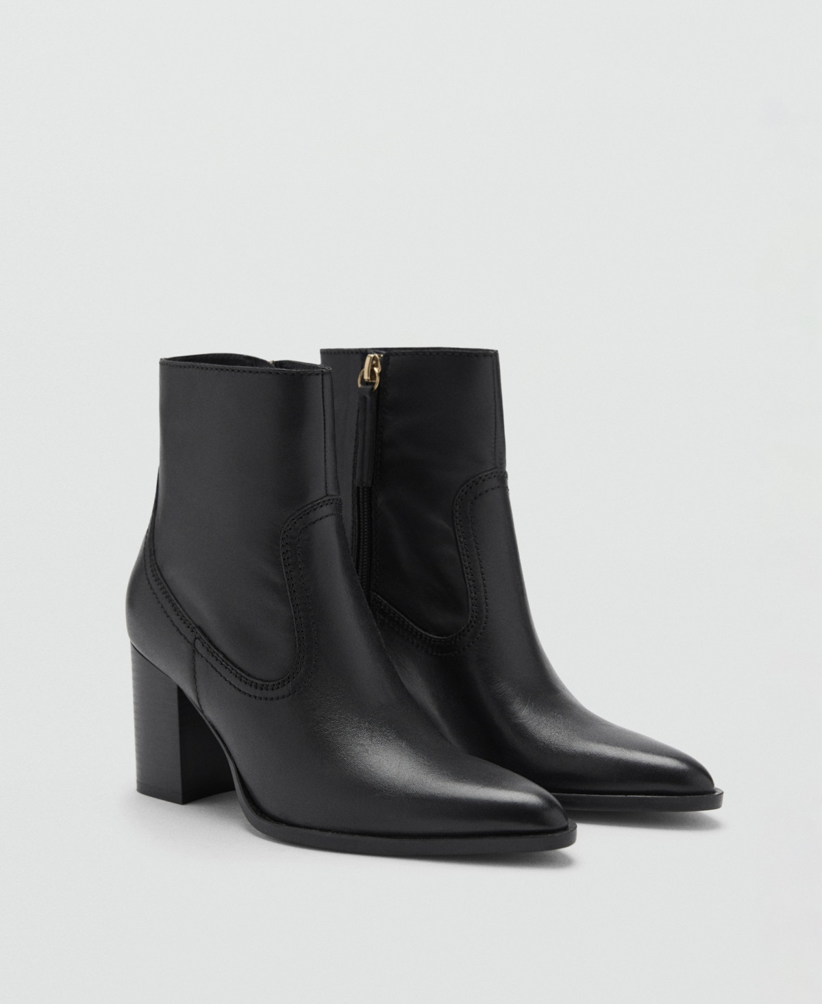 Mango Women's Leather Pointed Ankle Boots - Black | Macy's