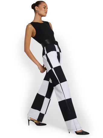Checkered Open-Back Jumpsuit - New York & Company | New York & Company