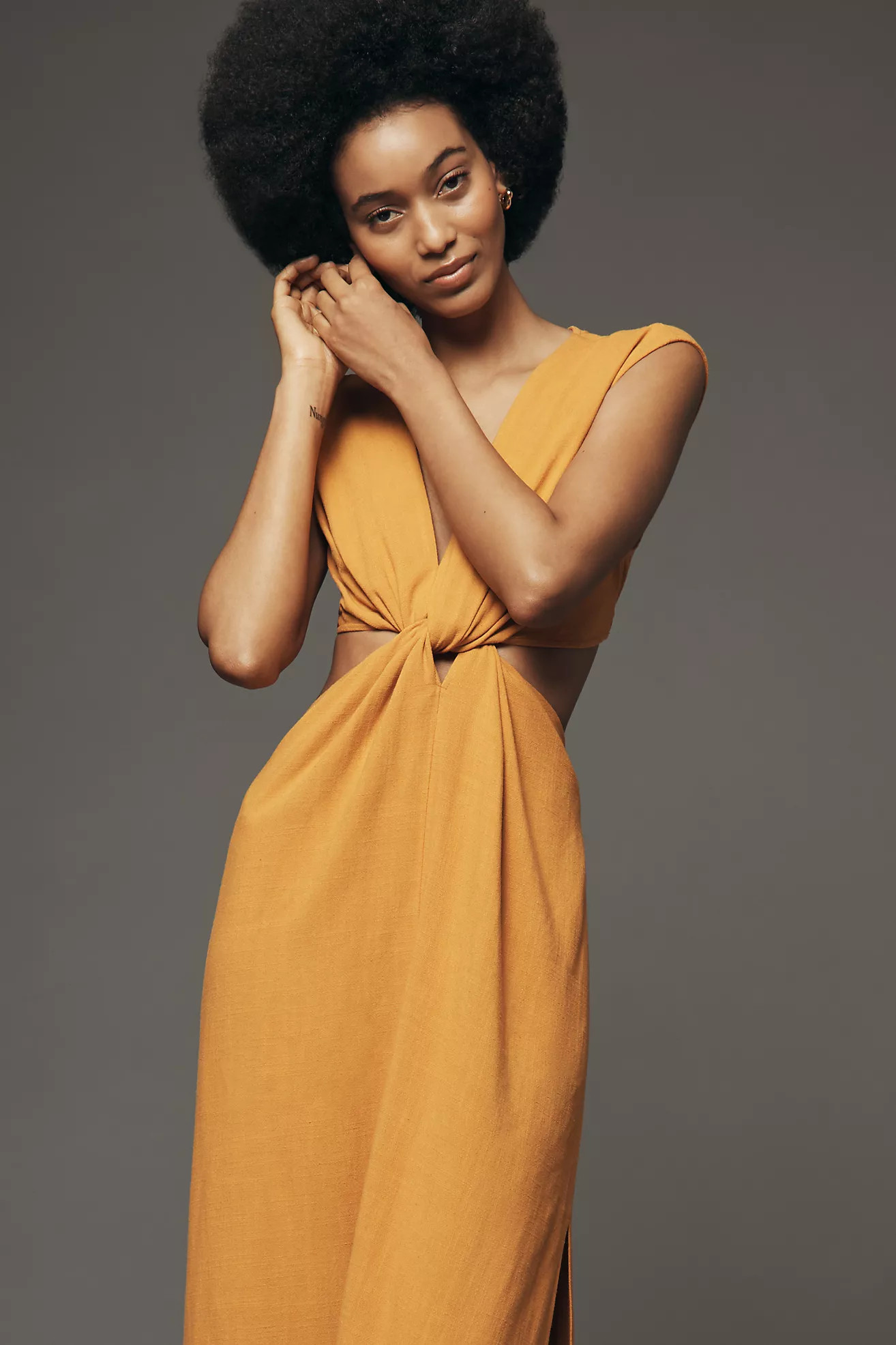 By Anthropologie V-Neck Cutout Midi Dress | Anthropologie (US)