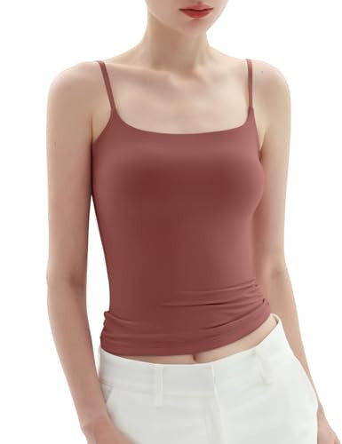 PUMIEY Women's Square Neck Tank Top Adjustable Spaghetti Straps Sleeveless Basic Tops Sharp Colle... | Amazon (US)