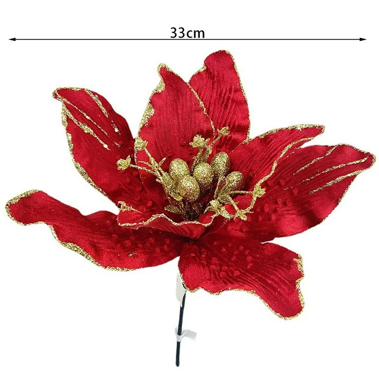 Dengjunhu 4Pcs Christmas Glitter Artificial Flowers Christmas Flowers Decorations Wedding Xmas Tr... | Walmart (US)