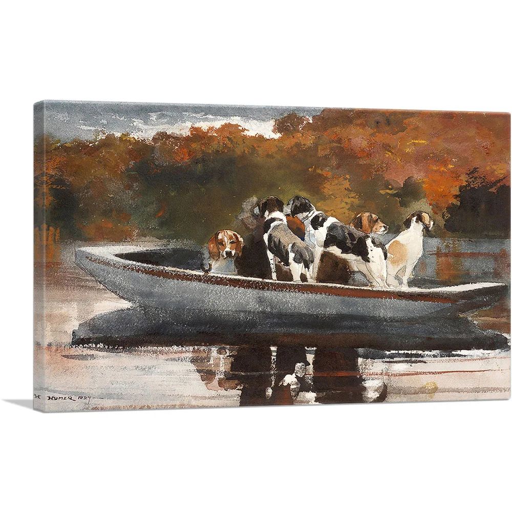 ARTCANVAS " Hunting Dogs In Boat Waiting For The Start 1889 " by Winslow Homer Painting Print | W... | Wayfair North America