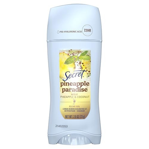 Secret Fresh Antiperspirant Deodorant for Women, 72hr Freshness on the Rocks with Pro-Hyaluronic Acid, Miami Mocktails Edition, Clear Gel, Pineapple Paradise with Pineapple & Coconut Scent, 2.6 oz | Amazon (US)