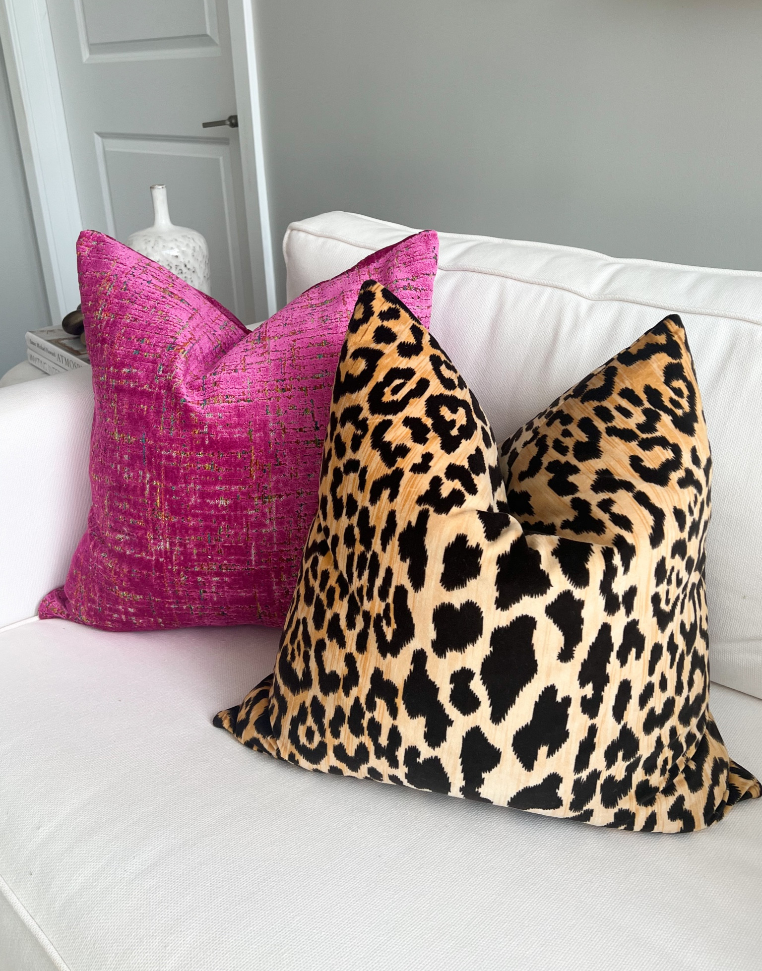 Pink leopard 2024 print cushions