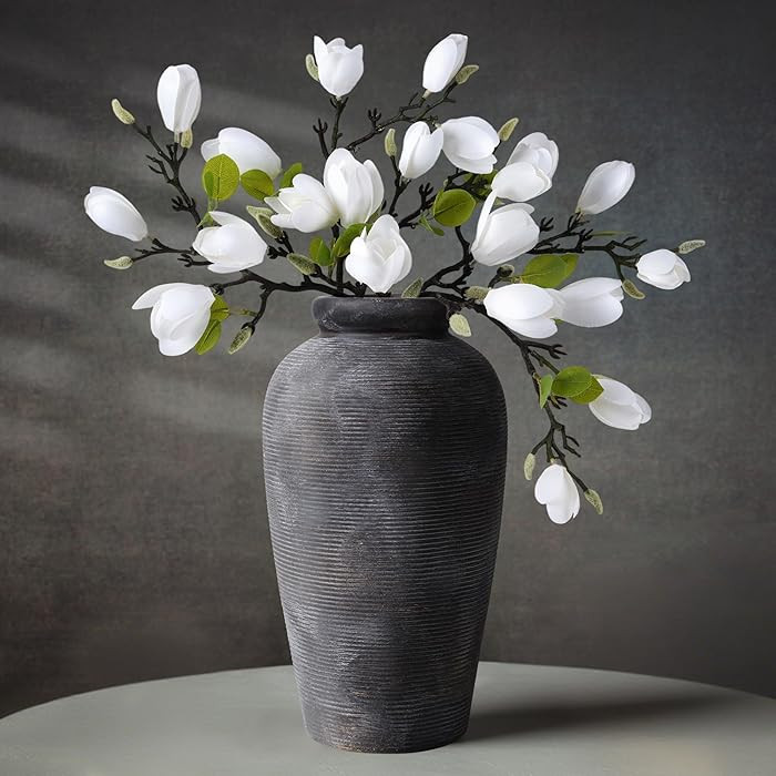 Large Ceramic Rustic Vase, 11 inch Farmhouse Flowers Tall Vase Vintage Texture Pottery Floor for ... | Amazon (US)