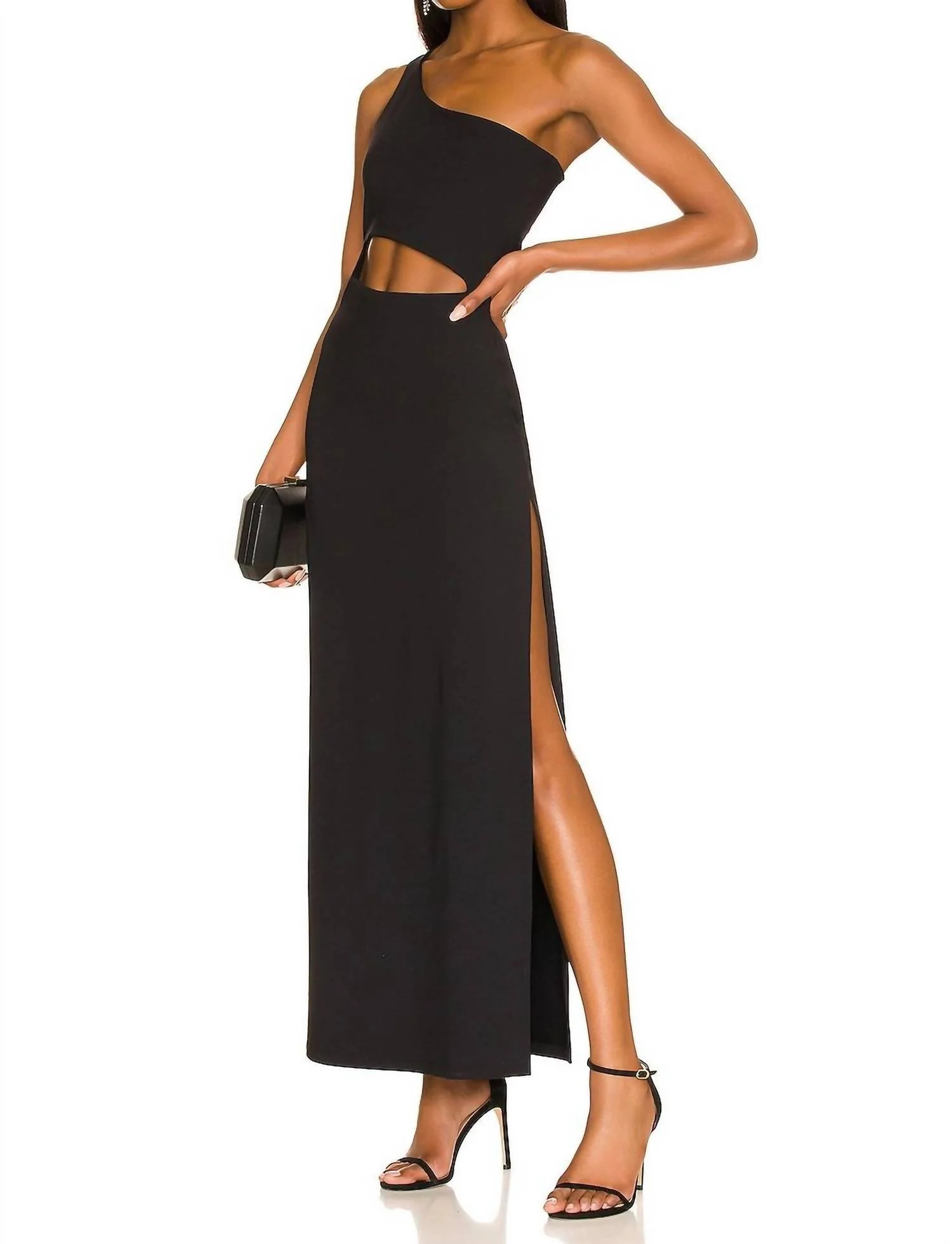 One Shoulder Maxi Dress In Black | Shop Simon