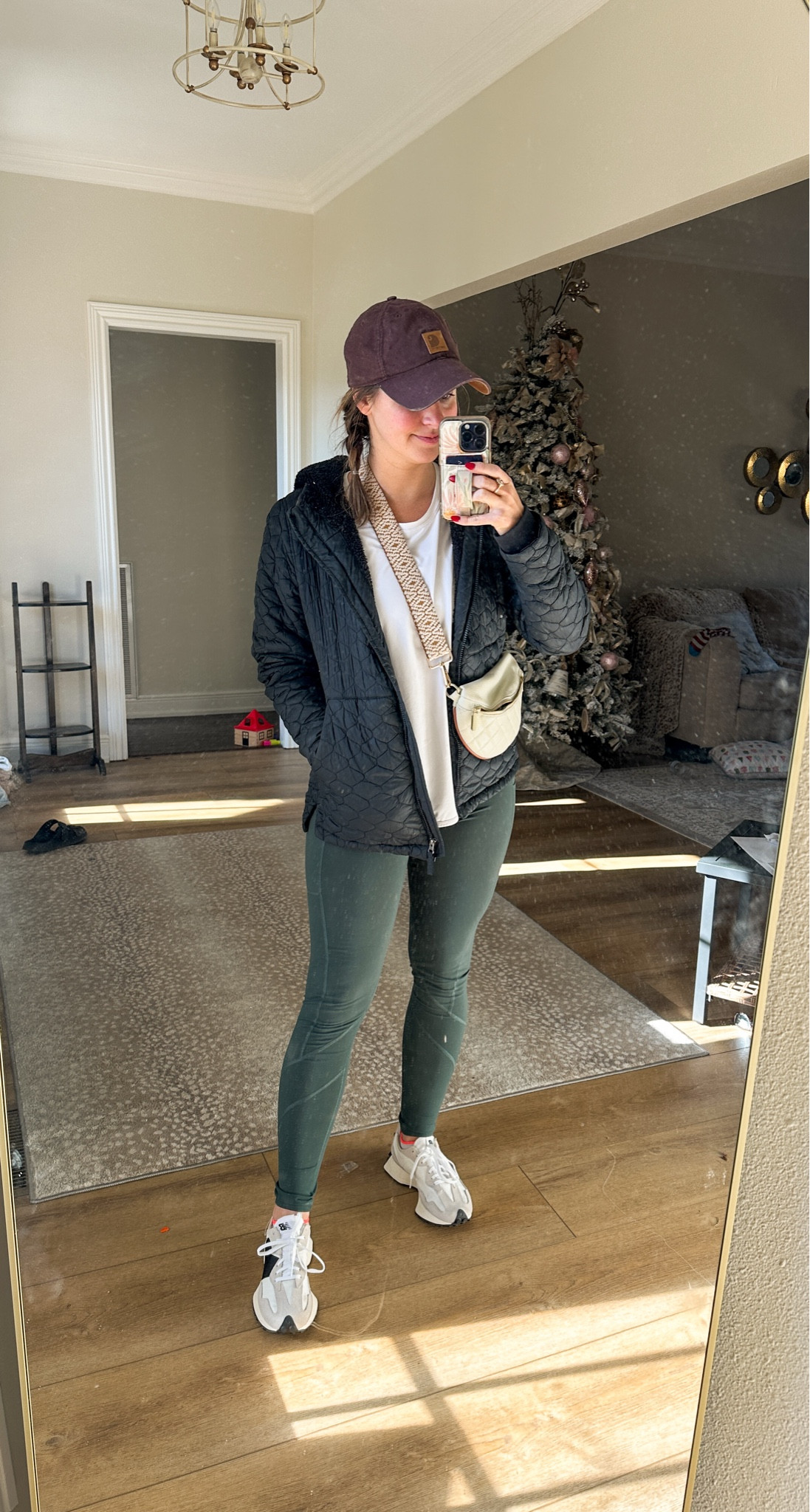 What I wore to teach dance cardio  workout class today! Love these dark green high waisted leggings- they stay put the entire workout, hold you in/ smooth you out and have pretty line details! Wore a tulip hem high neck tank top and this black jacket that has fleece inner lining! 

Size m in all! 

#LTKFindsUnder50 #LTKFitness #LTKActive