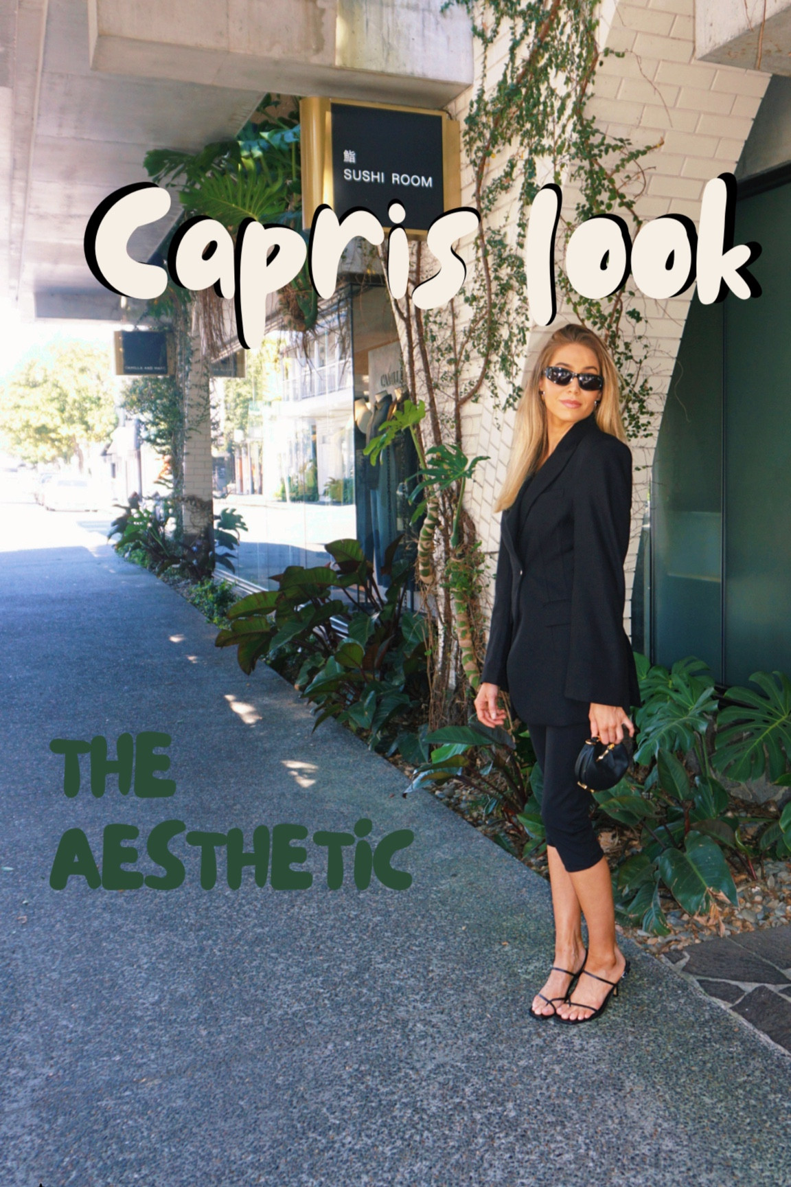 All black outfit 
Capri pants - the iconic 
Blazer - H&M 
Heels - Zara 
Bag - Fendi 

#LTKstyletip #LTKaustralia #FashionWeek