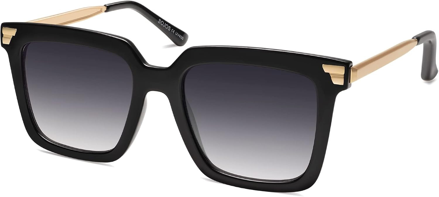 SOJOS Retro Oversized Square Sunglasses for Women Trendy Vintage Shades Classic Big Sun Glasses UV400 SJ2216A | Amazon (US)