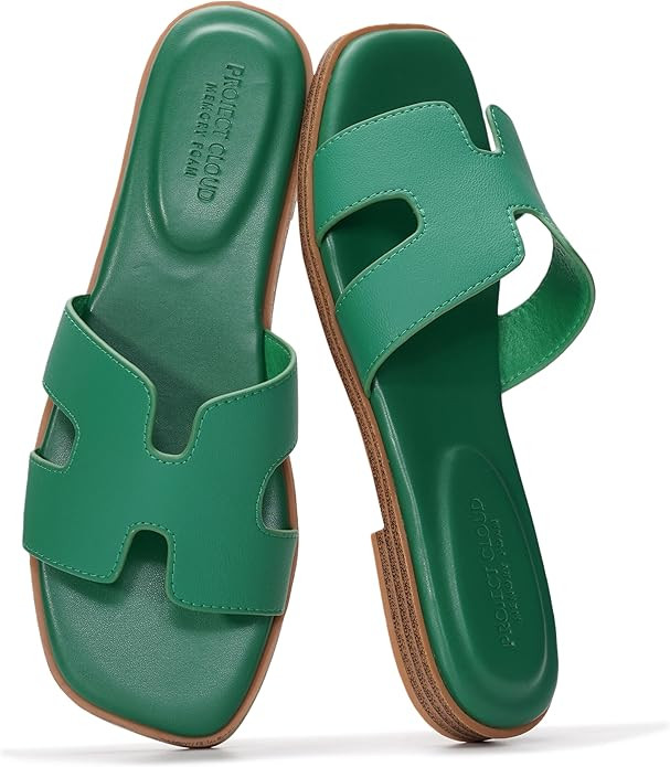 Project Cloud 100% Genuine Leather Sandals for Women 2026 - Fashion Flat Womens Sandals with Memo... | Amazon (US)