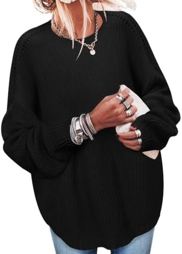 Sweaters for Women Oversized Casual Knit Ribbed Pullover Tunic Tops S-3XL | Amazon (US)