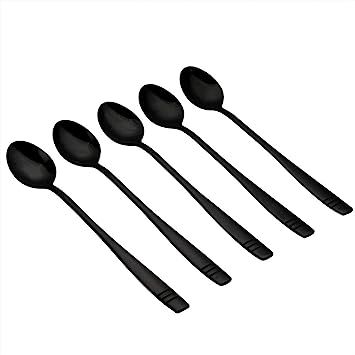 Yubine Black Stainless Steel Long Handle Spoon, Ice Tea Spoon 12 Pieces | Amazon (US)