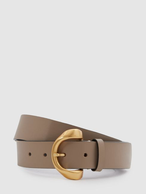 Leather Twisted Buckle Belt | Reiss UK