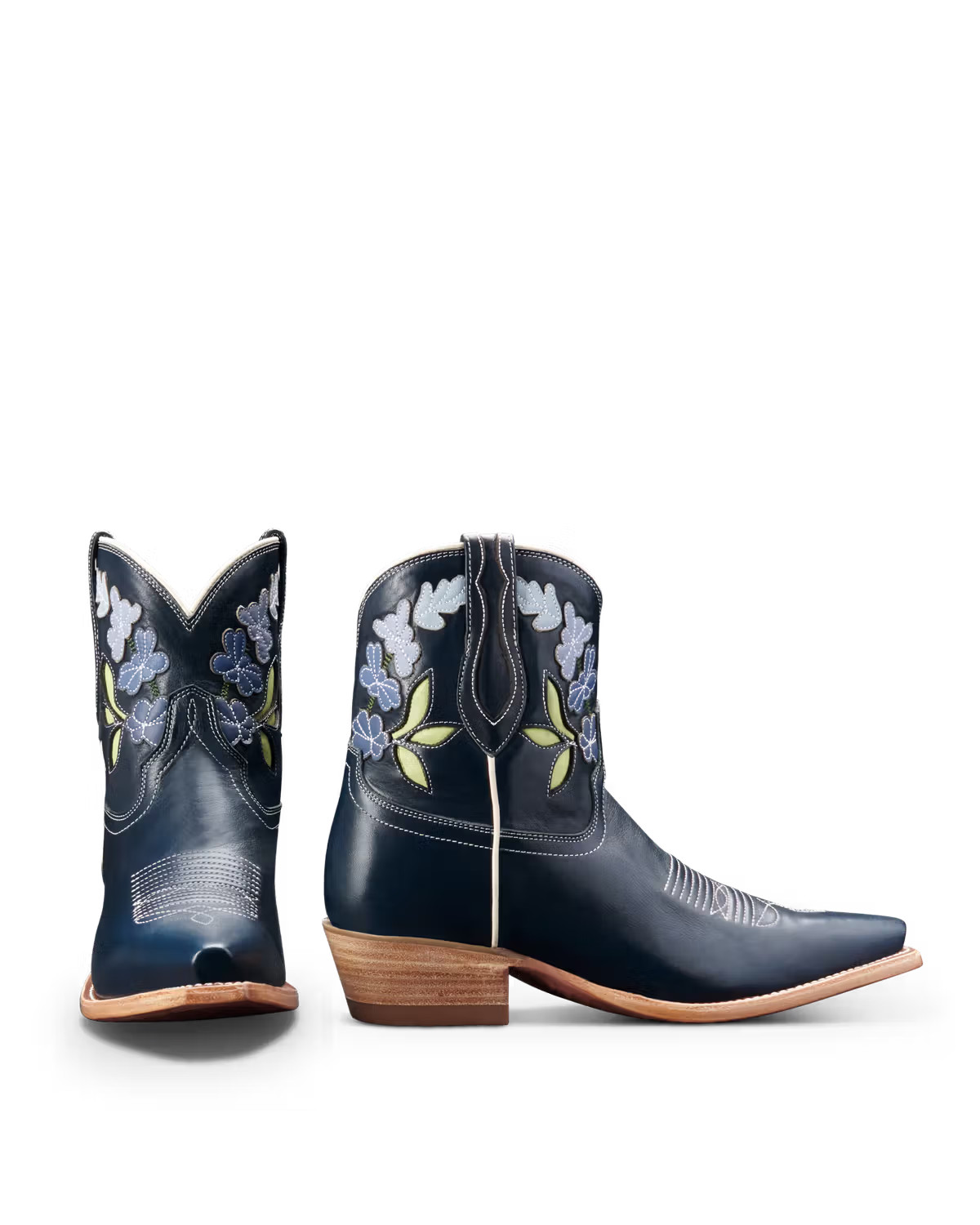 The Lynn in Navy/Floral Cowhide - Women's Bootie | Tecovas | Tecovas