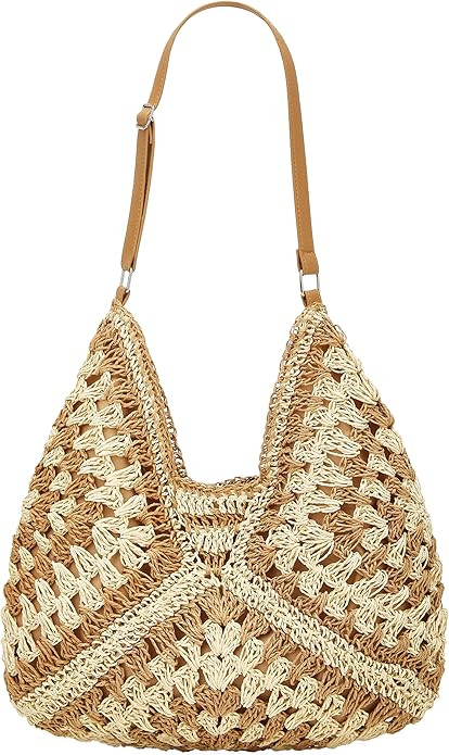 Straw Hobo Bags for Women Vintage Shoulder Bag Everything Tote Bag Designer Beach Bag Holiday Wor... | Amazon (US)