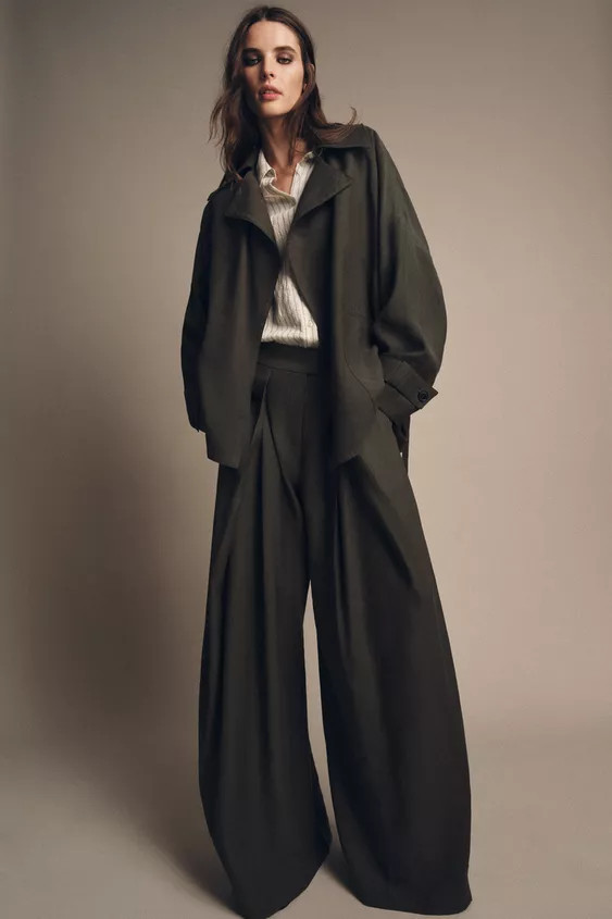 ZW COLLECTION PLEATED WIDE LEG PANTS | Zara US