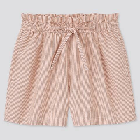 Women Cotton Linen Blend Striped Relax Shorts | UNIQLO (UK)