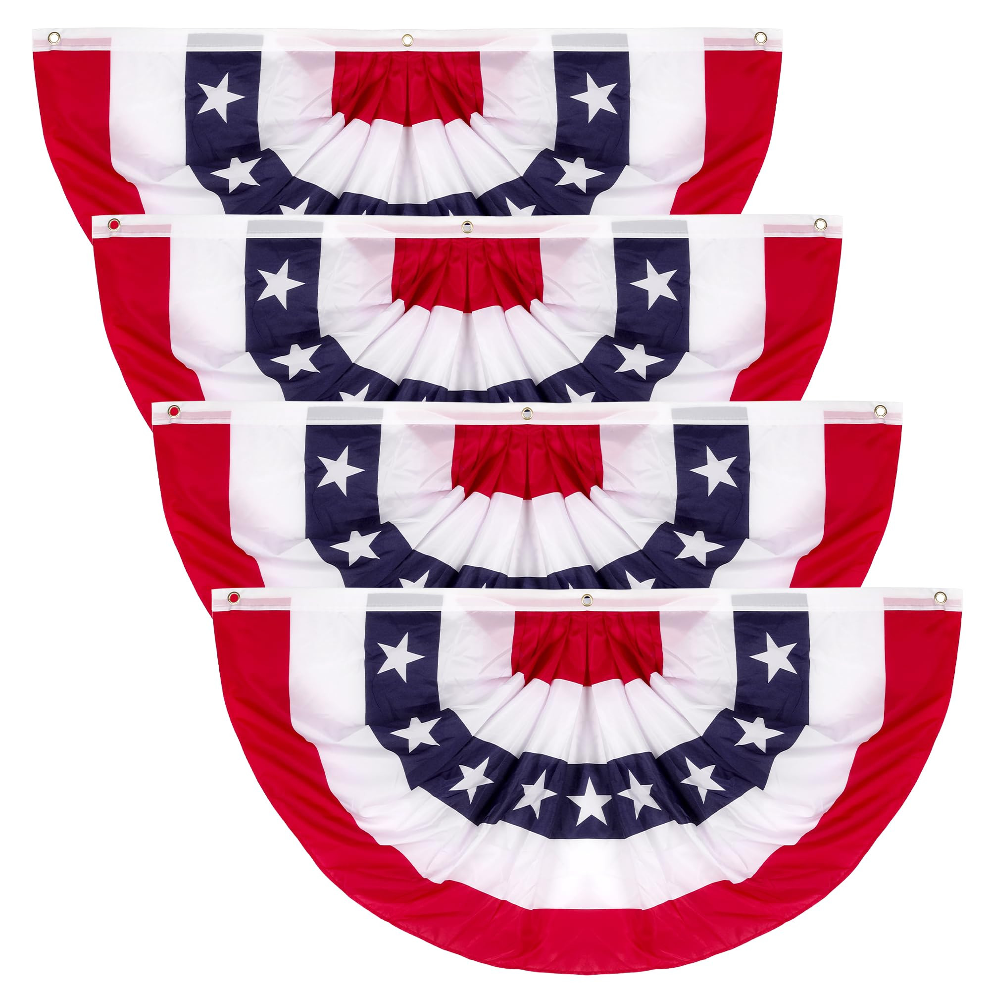 2 × 4 FT 4th of July Decorations, 4 PCS American Pleated Fan Flag, Patriotic Fourth of July Bann... | Amazon (US)
