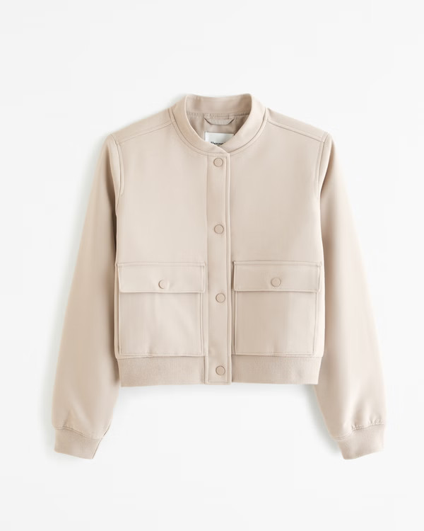 Women's Short Bomber Jacket | Women's Coats & Jackets | Abercrombie.com | Abercrombie & Fitch (US)