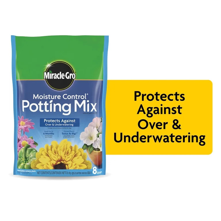 Miracle-Gro Moisture Control Potting Mix, For Container Plants, 8 qt. | Walmart (US)