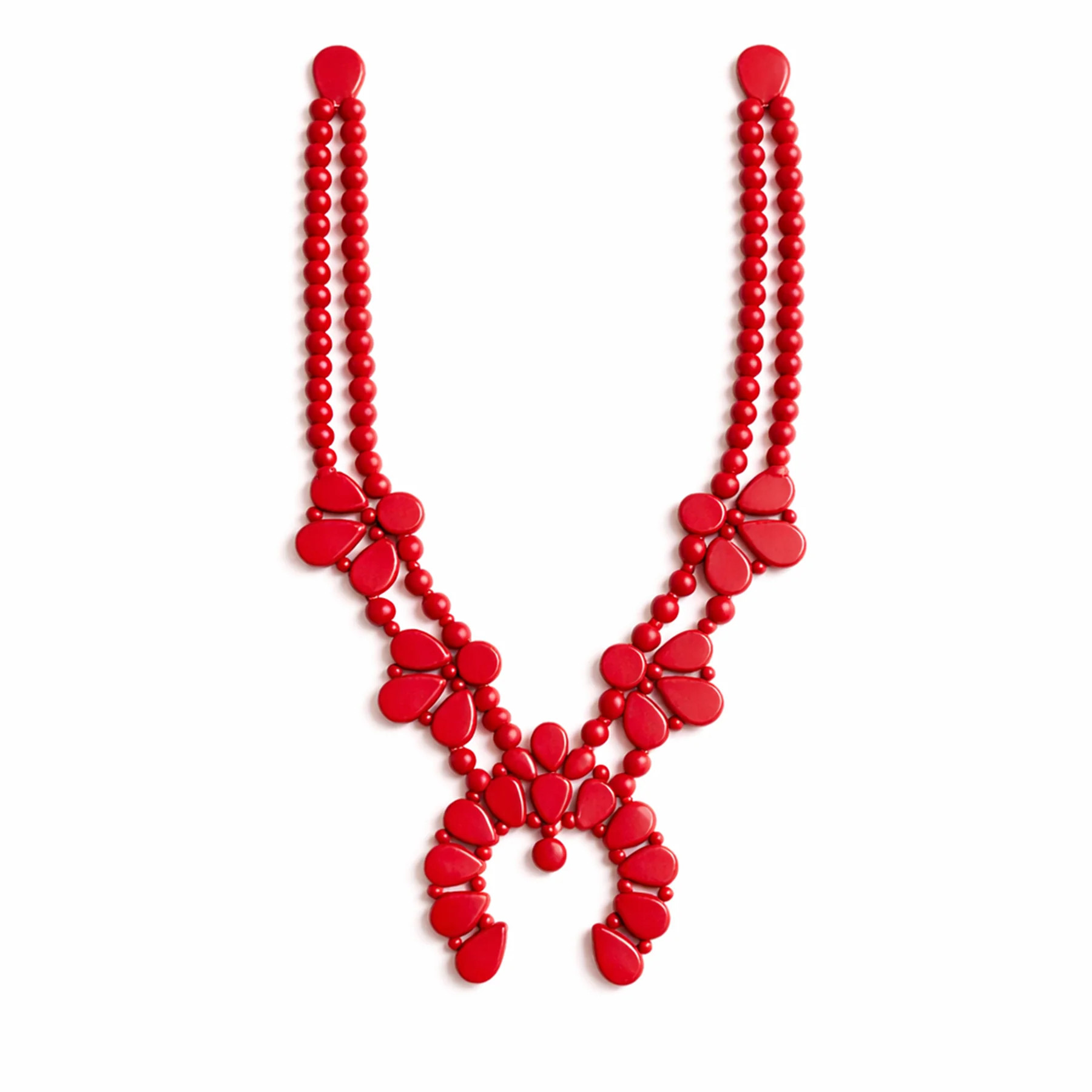 Night Bloom Squash Blossom Necklace in Candy Red | Rahya Jewelry Design