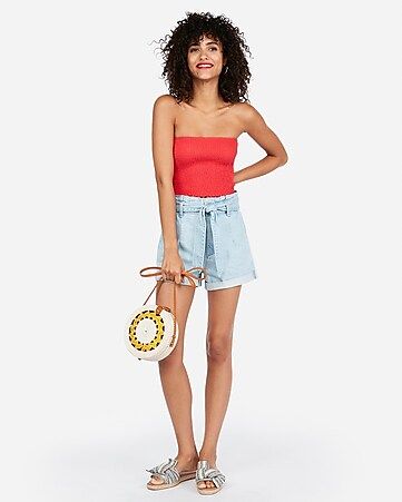 express one eleven smocked cropped tube top | Express