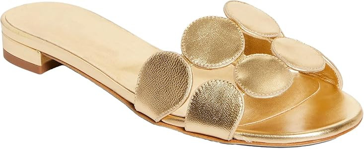 Flat Sandals for Women Round Open Toe Slide Flats Slip-on Mule Sandals Comfortable Summer Casual ... | Amazon (US)
