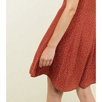 Rust Spot Print Button Through Tea Dress New Look | New Look (UK)