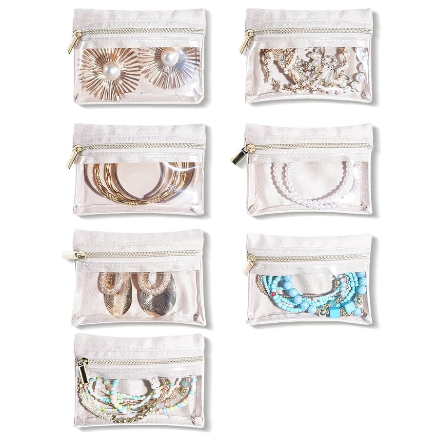 Lolalet Velvet Jewelry Pouches, Clear Window Travel Jewelry Organizer Bags for Earrings, Bracelet... | Amazon (US)