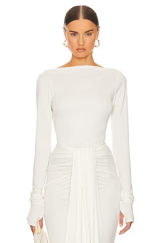 Helsa Matte Jersey Long Sleeve Top in Ivory from Revolve.com | Revolve Clothing (Global)
