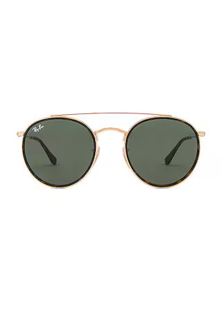 Ray-Ban Round Double Bridge in Gold & Green Classic from Revolve.com | Revolve Clothing (Global)