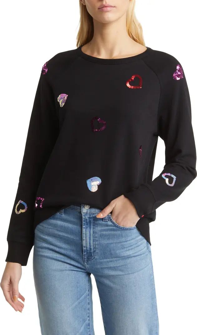 Caslon® Hearts Embellished Sweatshirt | Nordstrom | Nordstrom