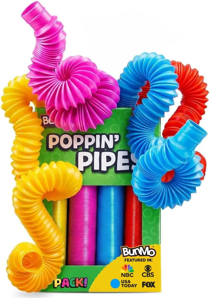 BUNMO Pop Tubes - Sensory Toys - Fidget Toys - Imaginative Play & Stimulating Creative Learning - Hours of Fun for Kids - Tons of Ways to Play - Non-Mouthable Toy 3+ - 4 Pack Large | Amazon (US)