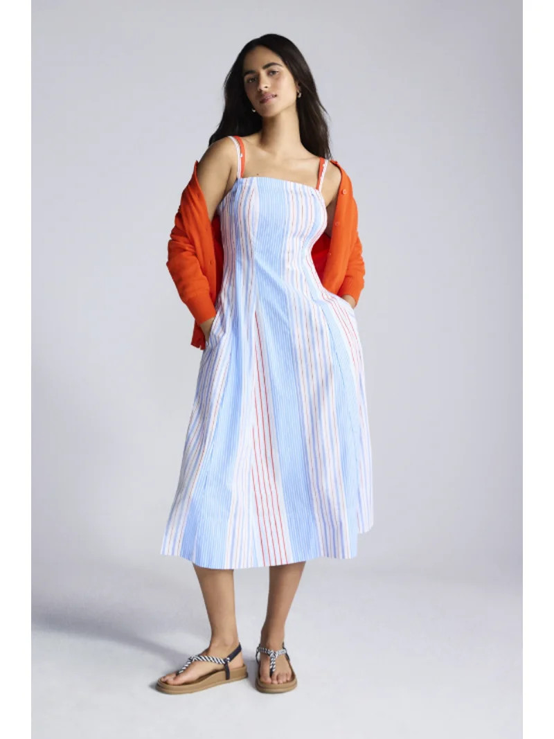 Free Assembly Women's and Women's Plus Sleeveless Cotton Panel Midi Dress, Sizes XS-4X | Walmart (US)