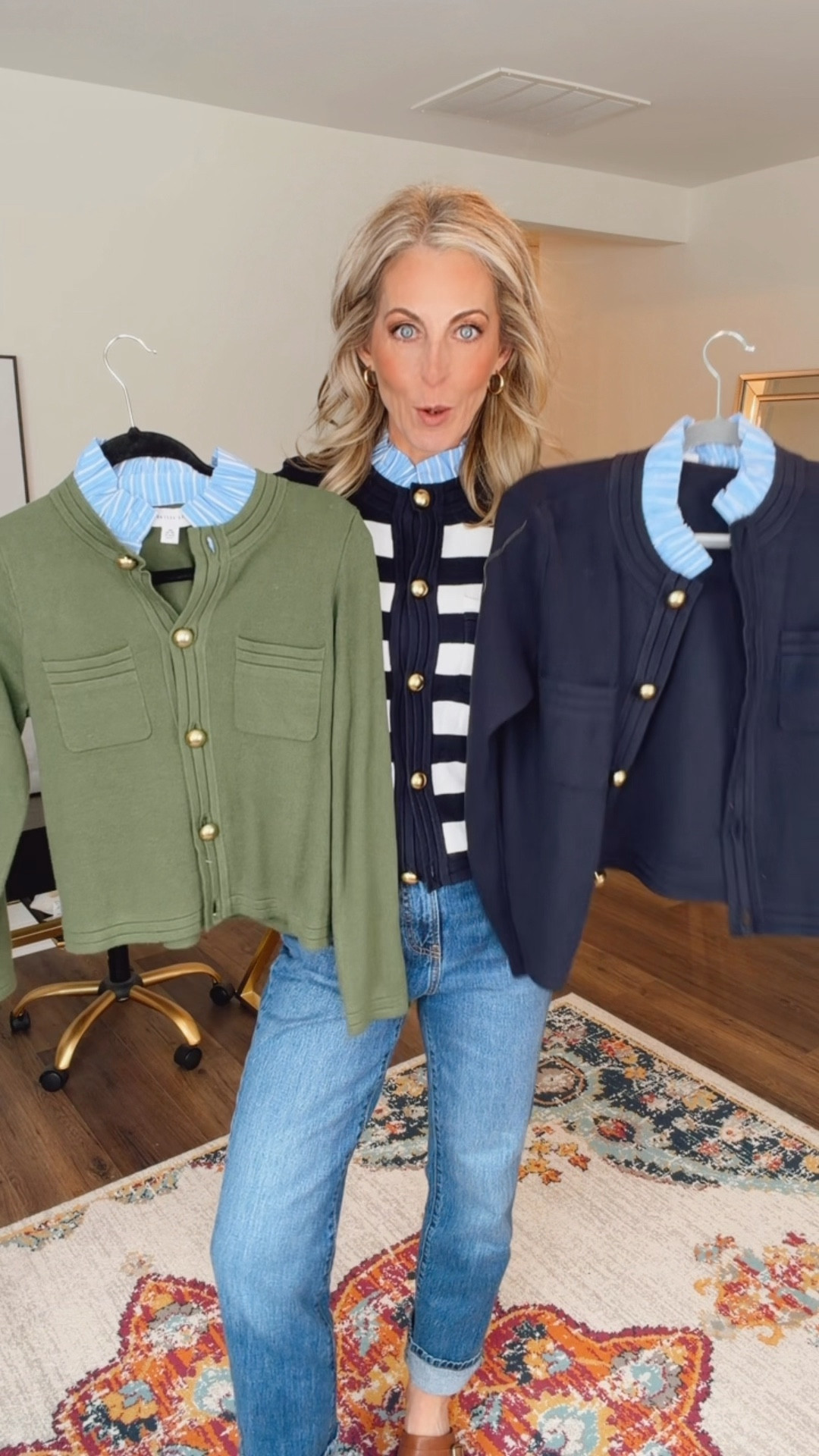 A layered shirt and sweater!! a stylus way to shake up your sweater drawer. This cardigan can be worn, buttoned up or open either way it’s sure to steal the show comes into colors. I loved it in the fall and so thankful they brought it back in the spring, I am wearing the size small. Jeans are also linked - I’ve bought them three times. (I rolled the cuff) 

#LTKdayinmylife #LTKgrwm #LTKValentine