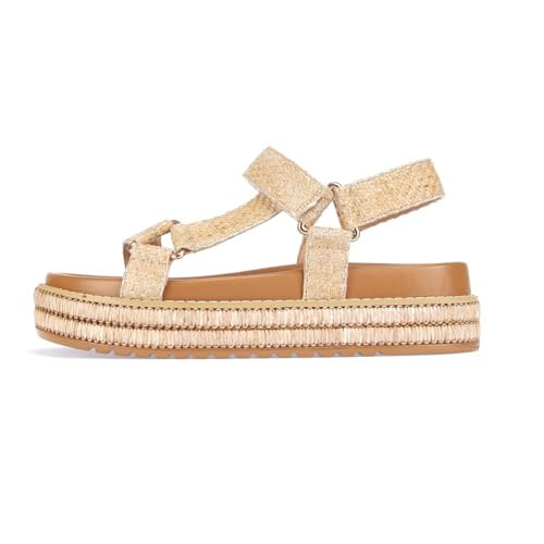 SUMOJIU Platform Sandals –Casual Espadrilles platform sandles– Open Toe Comfortable Summer Flatform platform wedge sandals women-Straw Beach Ankle Strap Shoes 2025 10 | Amazon (US)
